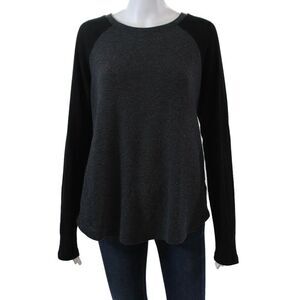 Nation LTD Womens Long Sleeve Scoop Neck Sweatshirt Gray Black Size Medium